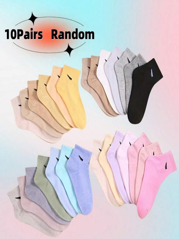 10 Paar bunte Paarsocken mit diagonalen Streifen, lässige gerippte Stoffsocken
