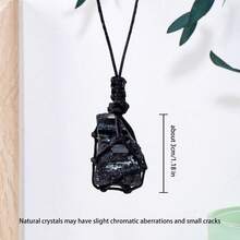 1PC Natural Black Tourmaline Raw Stone Unpolished Gem Pendant Necklace For Men - Unique Crystal Jewelry Gift - Black Tourmaline Pendant - View 7
