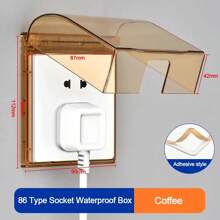 1 pieza Caja protectora autoadhesiva tipo 86 ultra delgada, impermeable, para toma eléctrica de pared, cubierta a prueba de salpicaduras para interruptor de pared en el baño
