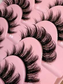 Pack Of 10 Fluffy And Soft False Eyelashes Natural Look Natural, Fluffy, Soft, Fine Cross Full Strip Lashes Anime Eyelashes Natural Look Enlarged Eyes False Eyelashes Thick Curl - 黑色 - 查看 3