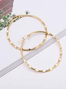 Fashionable Stainless Steel Textured Hoop Earrings For Women For Daily Decoration
