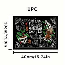 1pc Square Skull & Coffee Pattern Heat Resistant Mat, Soft Rubber Backed Insulation Pad, Table Protector, Coffee Machine Mat, Kitchen Drainage Mat, Household & Kitchen Coaster - Multicolor - View 16