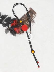 MARLIWOO 1 件可调节复古风格女士项链，配有简约镂空吊坠，时尚配饰 - 彩色 - 查看 3