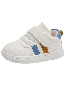 1双春秋季休闲防滑魔术贴运动鞋，真皮鞋面，TPR软底，防撞室内/室外步行鞋，适合1-4岁男孩女孩 - 藍色 - 查看 8