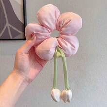 1 件郁金香花朵高弹力发圈，新款发髻固定发带，防损伤发饰，发饰，发圈，发圈 - 彩色 - 查看 9