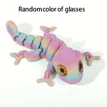 1 pieza/Set de 3 piezas Modelo de camaleón arcoíris degradado impreso en 3D con ojos realistas - Regalo perfecto para amigos y familiares - Decoración de escritorio artística - Miembros flexibles - Apto para fiestas y exhibición al aire libre - Decoración de pecera, ideal para regalos de Navidad y San Valentín (Color de ojos aleatorio) - Multicolor - Ver 6