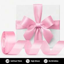 New 1-1/2 Inch Wide Pink Satin Ribbon, 50 Yards Solid Polyter Fabric Ribbon For Ros Making, Gift Wring, Uation, Wedding Drations, Crafts, Bows, Flower Bouquets - Pink - View 3