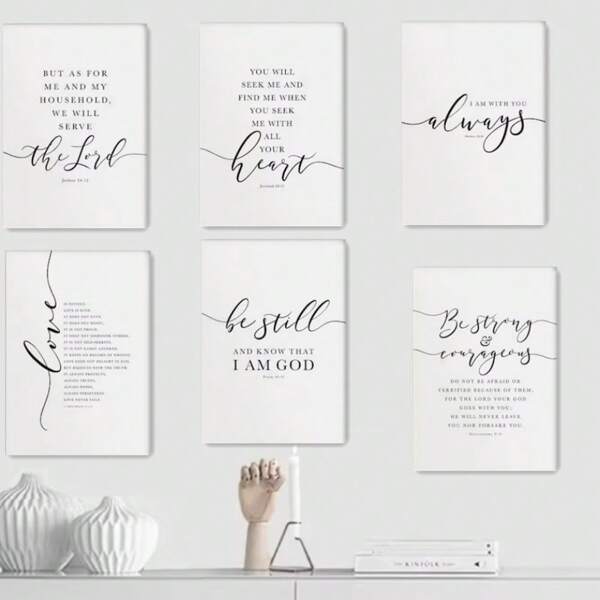 1pc Christian Wall Art, Bible Verse Quotes, Popular NIV Printables, Scripture Gallery Wall, Black And White Prints , Farmhouse Decor Poster Unframed-Style