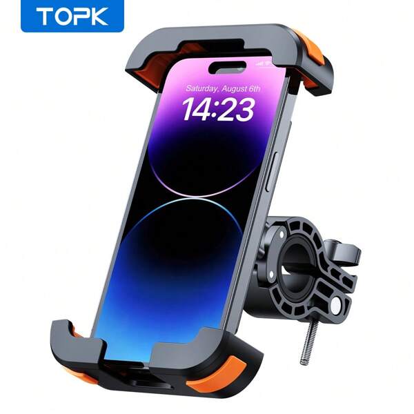TOPK Support de téléphone universel pour vélo TOPK, support de téléphone pour moto pour vélo de route, VTT, scooter avec rotation à 360° pour smartphone de 4,7 à 7,2 pouces, compatible avec , Android, cadeau pour anniversaire, famille, amis pour vélo et vélo électrique, accessoires de moto extérieure, support de téléphone pour vélo, accessoires de vélo compatibles avec , Android, cadeau pour anniversaire, famille, amis pour vélo et vélo électrique extérieur