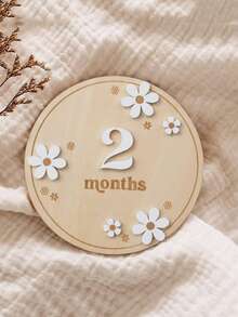 1 套婴儿里程碑木匾，宝宝 1 岁生日装饰，双面里程碑月份牌匾，带有 0-9 数字，新生儿礼物 - 杏色 - 查看 11