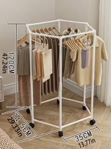 1 Stück einfacher Kleiderständer für den Haushalt / montierter Kleiderständer / Kleiderständer mit Rollen, 360° drehbar, 1,2 Meter hoch, geeignet zum Aufhängen verschiedener Kleidungsarten, passend für Wohnzimmer, Schlafzimmer und andere Räume