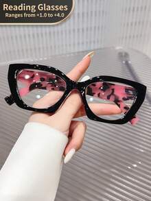 LiMiaoMiao 1pc Women Oval Vintage Reading Glasses, Clear Transparent Computer Magnifying Glasses, Strength +1.0 To +4.0