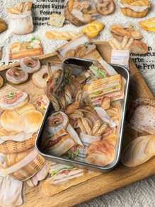 1 Packung mit 100 Stücke Vintage Mini Brot Sandwich Lebensmittelmuster PET Dekoration Aufkleber, Schulmaterial, Rückkehr zur Schule