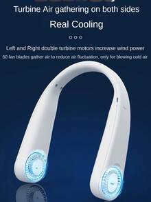 新款便携式无叶挂颈风扇，第三代懒人USB充电小风扇，涡流出风口，3档风速可调