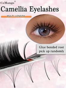 CoMango 12排柔软浓密的山茶花睫毛嫁接，0.07毫米3D俄罗斯貂毛睫毛，自然经典预制优质山羊毛单根睫毛，沙龙级睫毛簇，睫毛簇，单根睫毛，假睫毛 - 黑色 - 查看 9