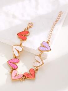 1pc Colorful Heart-Shaped Bracelet For Women, Fashionable & Cute, Ideal Gift For Girlfriend, Best Friend, Suitable For Daily Wear, Party, Festival