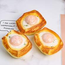 1pc Soft Squishy Blooming Cheese Bread, Croissant Egg Bread, Chocolate Wheel Bread Model, Stress Relief Squeezing Food Toy, Display Piece