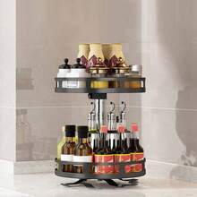 3 TIER 360° ROTATING SPICE RACK ORGANIZER METAL KITCHEN SEASONING JARS SHELF UK - Multicolor - View 7