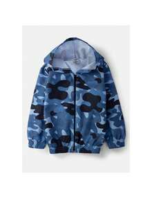 Boys' Windbreaker Set With Hood Camouflage Blue 147 - Keki Boys - 藍色 - 查看 3