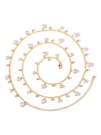 CIZME 1 件装身体链肚脐链金色腰链女士身体链饰品女士身体饰品腰链女士肚脐链链文胸内衣