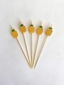 25/30/Pcs, Hawaiian Luau Assorted Picks Tropical Cocktail Bamboo Toothpicks, Cactus Cocktail Toothpicks, Fruit Swabs, Wooden Decorative Sticks For Appetizers, Fruit Salad Toothpick Decoration, Home Accessories, Christmas Decorations