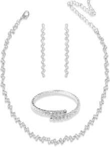 3pcs Set Middle Eastern Jewelry Wave Water Design Necklace, Versatile Dress Accessory For Women