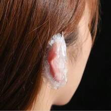 100 件一次性加厚防水耳套、防水耳帽和浴帽、透明一次性防水耳套和染色浴帽，用于染发、制作烫发液、吹干头发、沐浴、美容护理以防止耳部感染、发型师工具和产品、美容院和旅行必需品（随机颜色和款式）返回学校 - 預設 - 查看 12