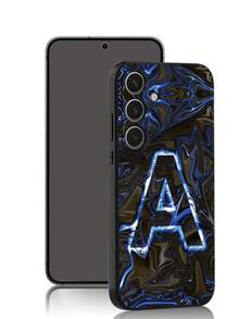 1 件 Techno 风格字母图案防震防滑黑色手机壳，适用于 Galaxy A04e/A05s/A13/A14/A15/A34/A35/A50/A52/A53/A54/S21/S22/S23/S24/S25/S25 超防水防摔防刮 - 黑色 - 查看 2