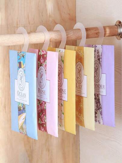 5pcs Hanging Fragrance Sachets, Rose, Jasmine, Lavender, Lily And Other Scents, Suitable For Drawers, Closets, Wardrobes, Bathrooms, Cars, Valentine's Day, Rama Decorations And Other Festivals