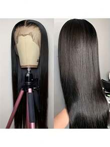 Peruci mixte - Un amestec de păr uman amestecat și peruci sintetice drepte 13x4 cu dantelă frontală Peruci din păr uman amestecat pentru femei pre-smulse cu păr de bebeluș Perucă din păr uman amestecat 13x4 cu dantelă frontală, densitate 180% păr amestecat (Bob 8-16 inci)