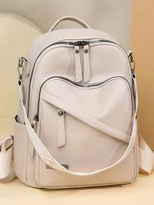 Fashionable Women's Travel Large Capacity 3-In-1 Backpack, Commuter Student Streetwear - Beige - View 1