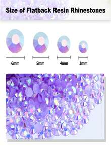 2000pcs 3-6mm Light Purple AB Flat Back Resin Rhinestones, Round Jelly Gems, Suitable For Making Accessories, Shoes, Clothes, Cosmetics, Bags, Decorations, Etc. - Light Purple Ab - View 4