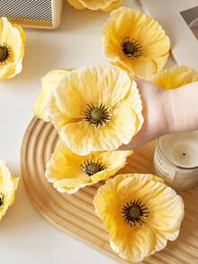 6/12pcs Artificial Flowers With Free Stems DIY Fake Flowers For Home Wedding Party Decoration Table Centerpieces Silk Flowers For Headwear & Slippers - Yellow - View 6
