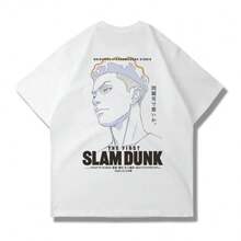 BREATHABLE SUMMER Comfortable Summer Japanese Anime 2025 Slams Dunks Master Big Movie Blockbusters Short SLEEsve T-Shirt Summer Loose 100 Cotton Sakura Ikebana - 白色 - 查看 1