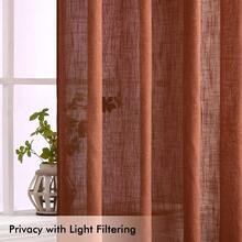 New  Linen Curtains 84 Inch Length For Living Room 2 Panels, Burnt Orange Rust Rod Pocket Back Tab Light Filtering Semi Sheer Soft Linen Window Fall Drap Farmhouse Curtains For Bedroom - 焦橙色 52 寬 x 84 長(2 包) - 查看 4
