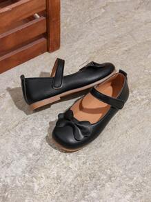 1 par de bailarinas sólidas con lazo, punta redonda, suela de TPR antideslizante, ligeras y cómodas, con diseño ajustable de , adecuadas para niñas de 5 a 14 años, estudiantes de primaria y secundaria, para usar en verano/otoño, escuela, festivales, interior/exterior