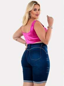 Kit 2 Bermuda Feminina Plus Size Jeans Com Lycla (Elastano)
