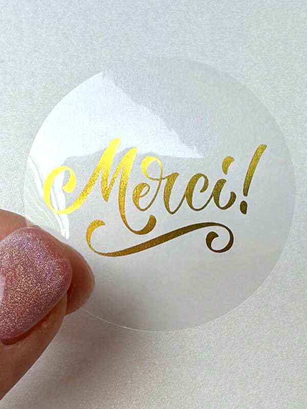 100 pièces/set 4 cm x 4 cm Stickers transparents en feuille d'or "MERCI", Étiquette transparente "Merci", Étiquette autocollante transparente en PVC de couleur dorée, Étiquette autocollante pour décoration de baptême/mariage/anniversaire/fête/Noël