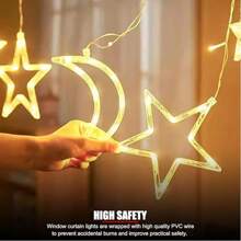 LED, Romantic, Warm White, Colorful, Stars, Moon, Home Furnishings, Festivals, Atmosphere, Decoration, String Lights, Curtain Lights