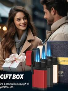 3 Stück / Packung Jet Flame Torch Lighters, winddicht Double Flame, Butangas Refillable Storm Lighter, Mini Metall Feuerzeug für Outdoor Camping BBQ Kithcen Kerze, Herd, Geschenk für Männer & Frauen ( Lieferung ohne Gasbutan) - WB356 - Übersicht 7