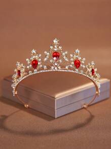 1 pièce Accessoire couronne en alliage minimaliste rouge, convient pour le mariage ou l'anniversaire des femmes