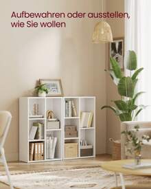 VASAGLE Bücherschrank, Bücherregal, mit 5 Fächern, Büroregal, Würfelregal, Standregal, für Wohnzimmer, Schlafzimmer, Büro, Kinderzimmer, weiß