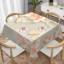 1/20pcs Simple Fresh White Floral Pattern Tablecloth, Fashion Theme, Outdoor Camping Rectangle Tablecloth, Perfect For Dinner, Picnic Essentials, Party Decorations, Dinner Gatherings And Home Decoration - Multicolor - View 17