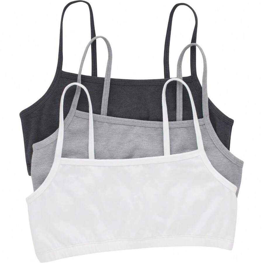 Women's Cotton String Bralette (3 Pack) - 天空灰混紡色/混凝土混紡色/白色 - 查看 1