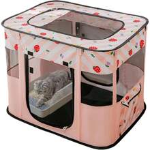 Pet Cat Playpen,Cat Cages Indoor Collapsible Dog Crates Tent Kennel Playpen For Dogs Cat And Rabbit Travel Dog Playpen Indoor & Outdoor (Small(27.6" L X 21.7" W X 17.7" H), Pink)