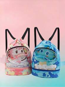 1pc Girls Aad Boys School Backpack Waterproof Large Capacity Sports Backpack With Shoe Compartment Fashion Solid Color Casual Backpack Suitable For Outdoor/Outing/Travel/Hiking/Stadium/Sports/University And Daily Commuting Use, Dry And Wet Separation - Ideal For Swimming Storage - Multicolor - View 1