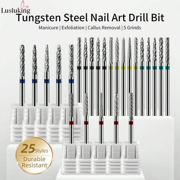 LUSLUKING 1pc Professional Tungsten Carbide Nail Drill Bits For Precision Manicure & Pedicure