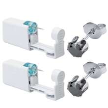 2 pezzi Kit per foratura orecchie fai da te con orecchini incorporati - Set di strumenti per foratura orecchie usa e getta