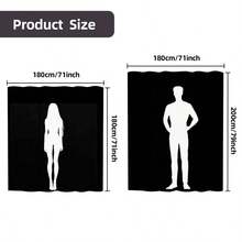 1pc Premium Easy Folding Shower Curtain, Thickened Fabric, Waterproof & Mildew Resistant, With Hanging Hooks, Easy Installation, Foldable, Magnetic & Hanging Strap Design, Convenient Storage, Suitable For Hotel & Home Bathroom Shower - Black - View 4