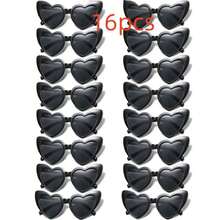 16pcs Heart-Shaped Glasses For Both Men And Women With Frames, Stylish And Atmospheric Retro Multiple Pieces, Black And White Photo Glasses For Parties, Weddings, Bridesmaids, Groomsmen, Beach Dates, Posing And Decoration - 彩色 - 查看 11